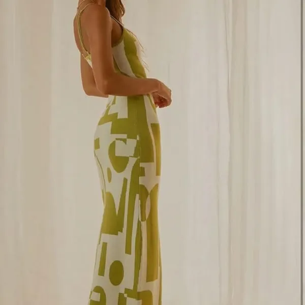 Print Maxi Dress White - Image 4