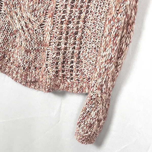 Free People Open Cable Knit Sweater Womens Small Pullover Cotton Linen Boho Pink - Image 6