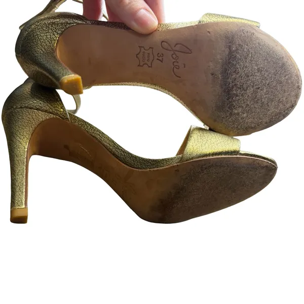 ✨ Joie Jaclyn Gold Leather Strap Heel Sandals‎ Size 37 ✨ - Image 6