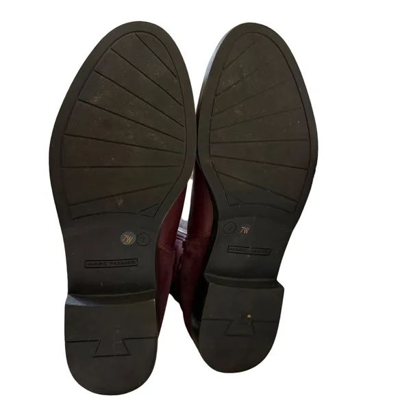 Marc Fisher Riding Boots Burgundy Leather Suede Buckle Wide Calf Womens 7W - Image 6