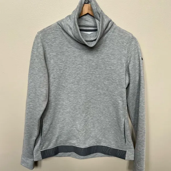 Nike Dry Cowl Funnel Neck Pullover Top Heather Gray Medium - Image 5
