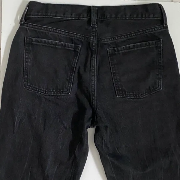 Old Navy Womens High Rise Slouchy Straight Distressed Black Cotton‎ Jeans Size 8 - Image 6