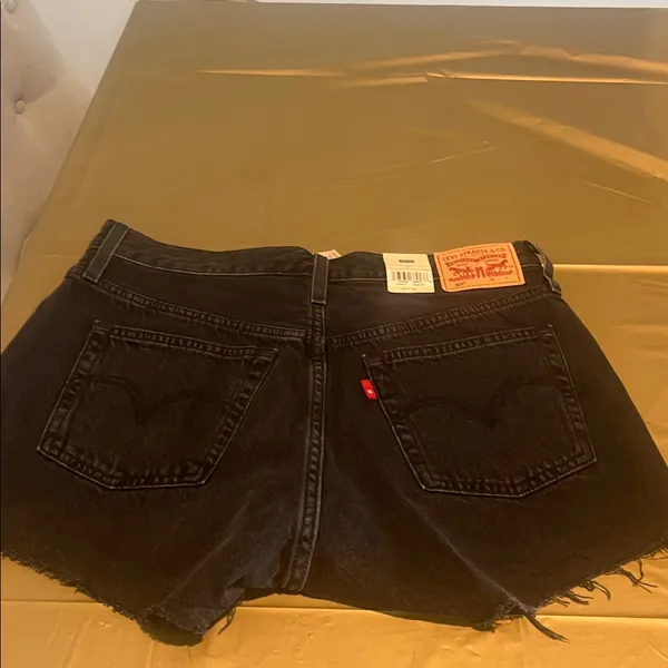 Levi's Black Distressed Cutoff Jean Shorts - Image 2