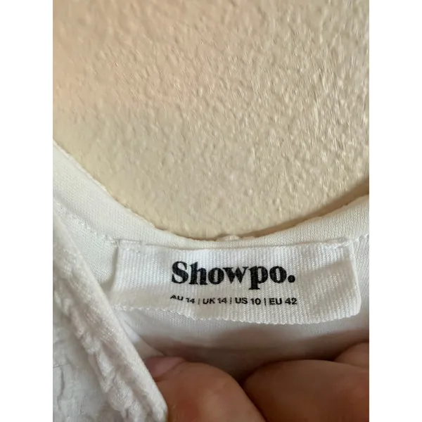 Showpo Dress Women 10 White Bodycon Textured Popcorn Midi Scoop Neck‎ Sleeveless - Image 6