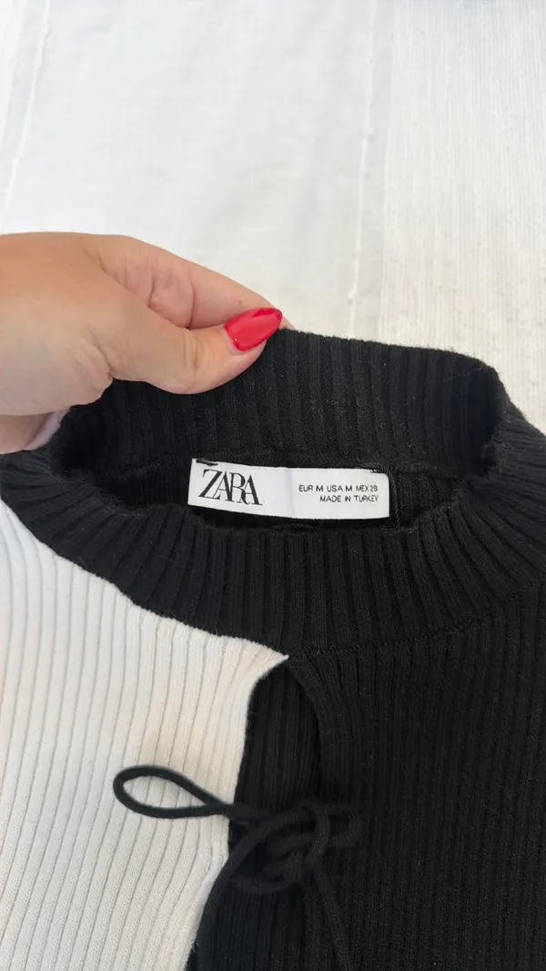 Zara white and black crop sweater - Image 5