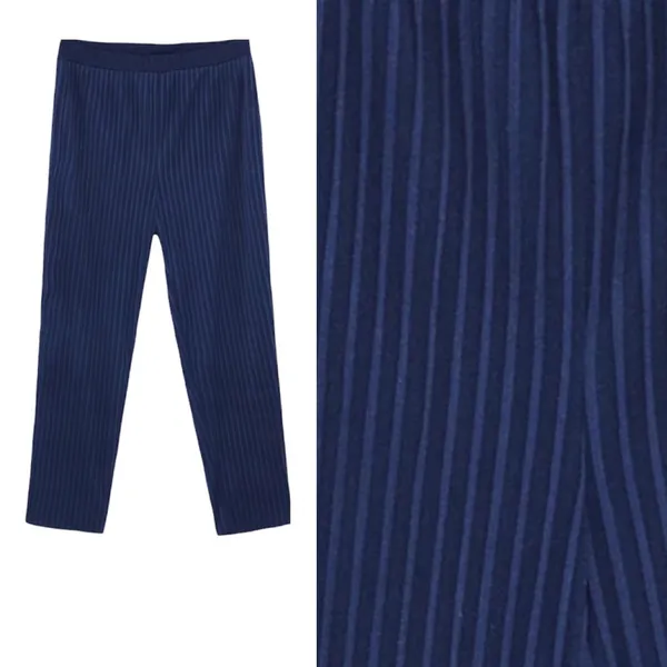 NWT ZARA High Waisted Ribbed Pleated Wide Leg Crop Pant Trouser Medium - Image 5