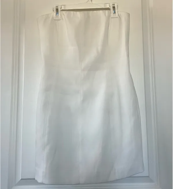 Meshki White Dress Mini Strapless Maci Crepe - Image 2