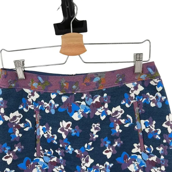 Anthropologie‎ Maeve Cardana Mini Skirt Floral Brocade Blue Purple Size US 4 - Image 3