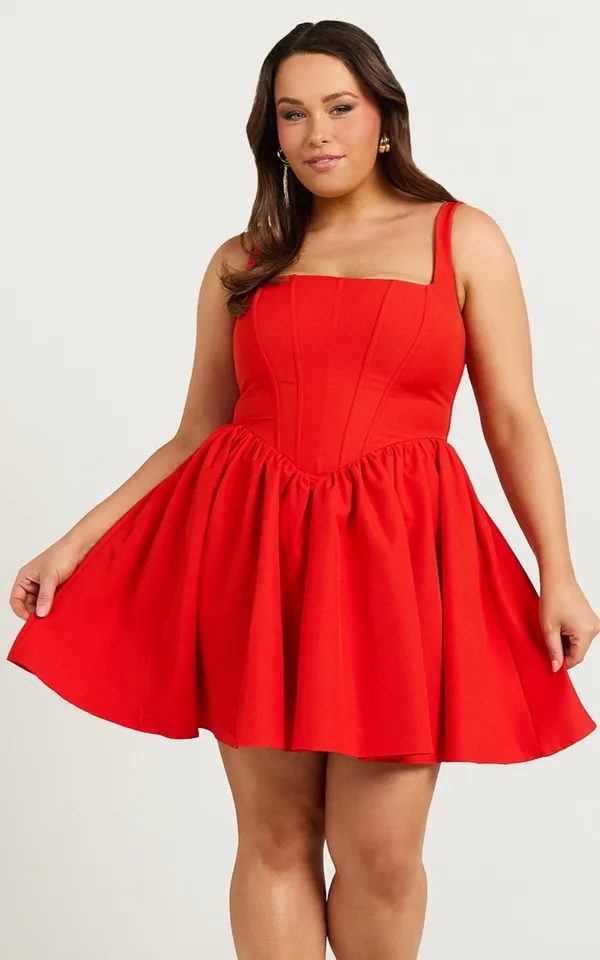 New Showpo Aimee Mini Dress Scoop Neck Corset Gathered Dress Medium MSRP $129 - Image 2
