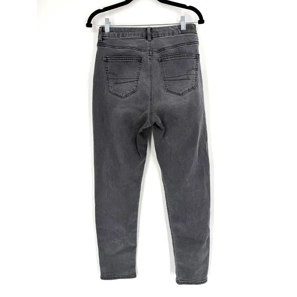 American Eagle Curvy Mom Jean Womens Size 4 Grey Faded High Rise Denim Grunge - Image 8