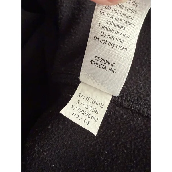 Athleta Hoodie Jacket Small Black Fleece Lined Missing Drawstring - Image 6