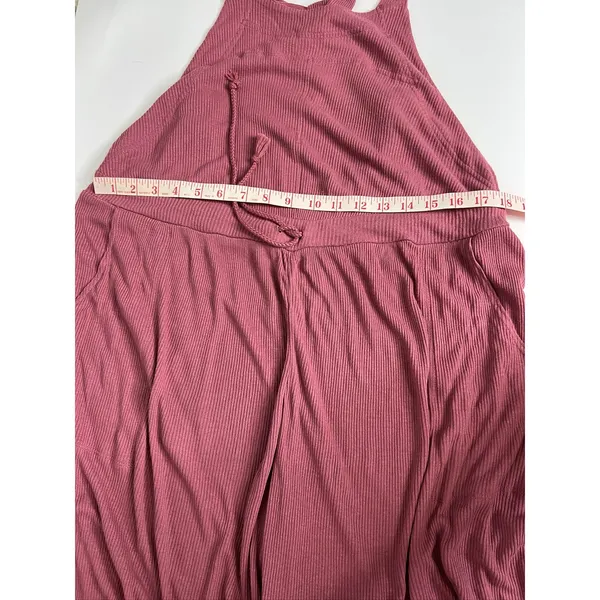 Free People FP Beach Jumpsuit Overalls Small Mauve Ribbed Linen Blend - Image 10