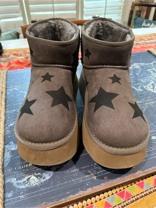Steve Madden “Chels” Charcoal Star Suede Platform Boots – Size 8 - Image 6