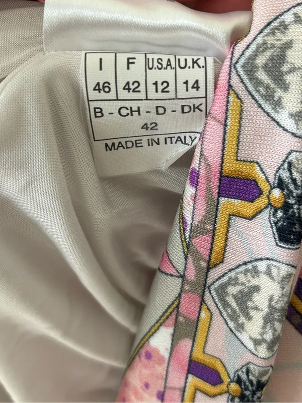 Emilio Pucci Pink Patterned Tunic Top 3/4 Sleeves Boat Neck Luxury Designer - Image 12