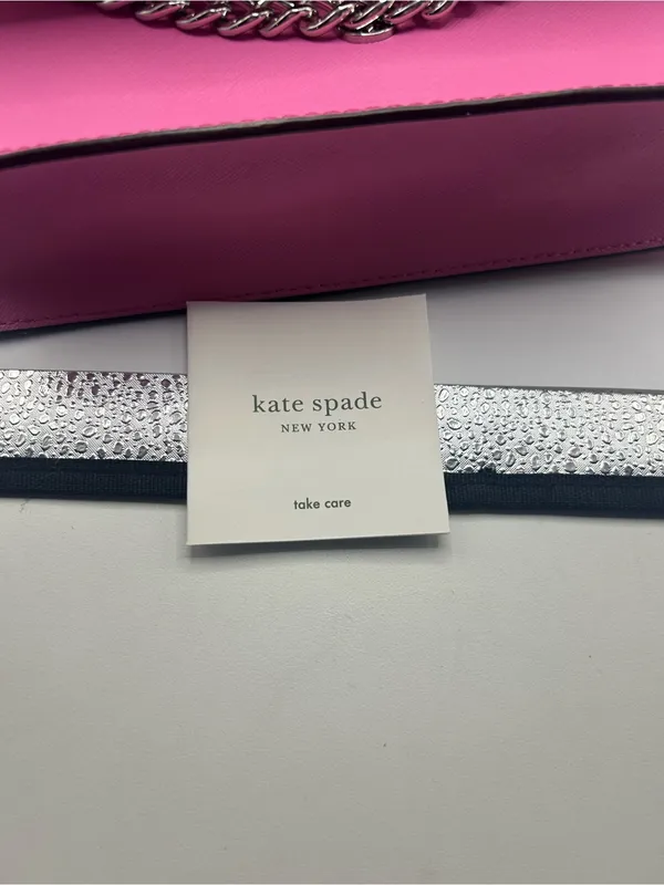 Kate Spade Cameron Small flap crossbody bag with chain strap bright peony pink - Image 4