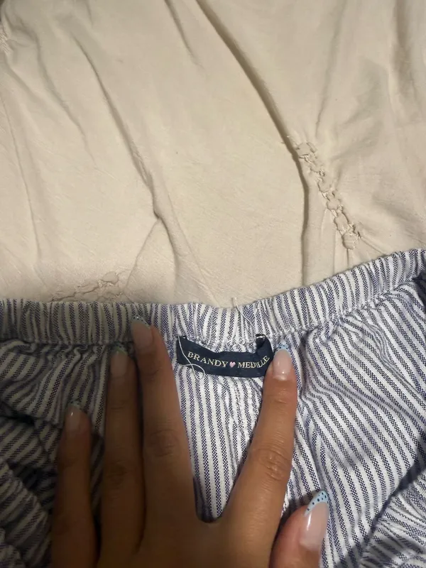 Brandy Melville blue and white striped pants - Image 2