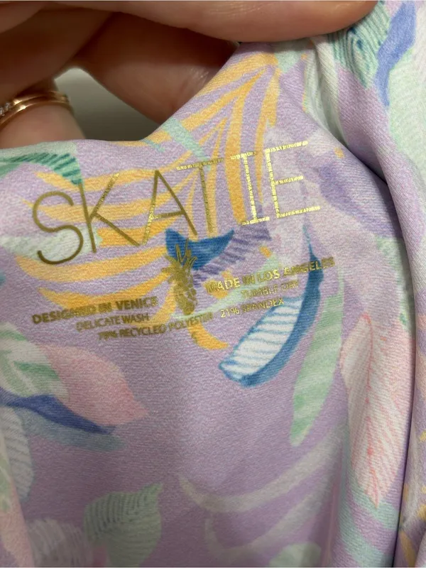 NEW SKATIE Amanda One Piece Swimsuit in Pastel Purple Leaf Print - Size S - Image 6
