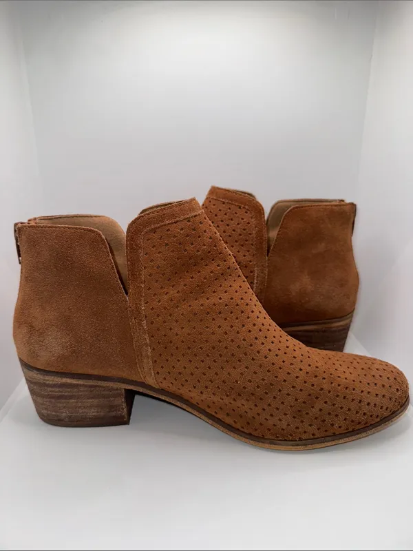 Susina Kyle-Lea Perforated Suede Ankle Bootie Boots Women’s 10 Tan - Image 5