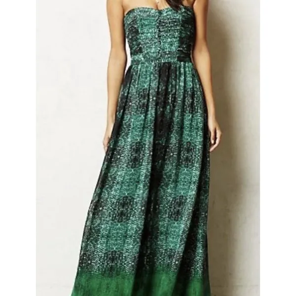 Moulinette Soeurs Vernalis Green Strapless Maxi Dress Size 2 A Line - Image 3