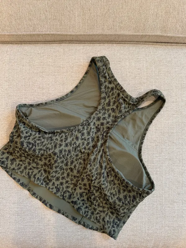 Tavi Active Long Line Bra Size Large Olive Leopard Built in Bra Green - Image 6