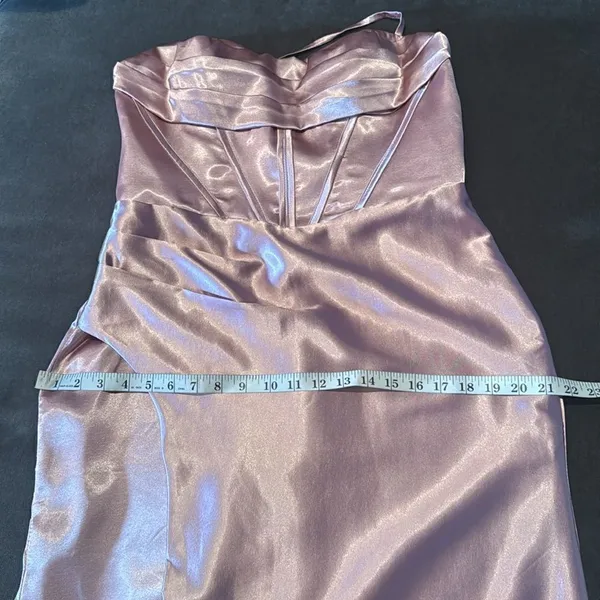 Pink Full Length Prom Party Dress Criss Cross Back Straps Leg Slit Size 14 NEW - Image 11