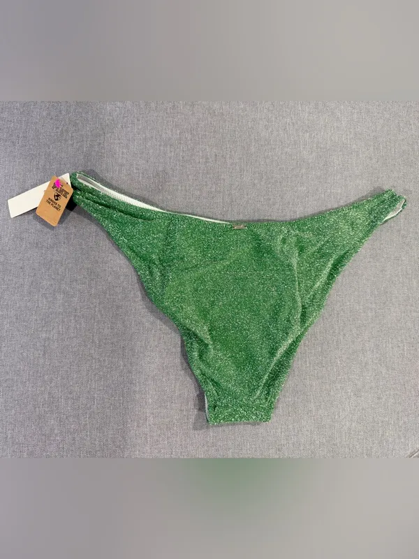 PINK Victoria’s Secret Green Glitter Bikini Bottoms Shimmer Swim NWT Medium - Image 5