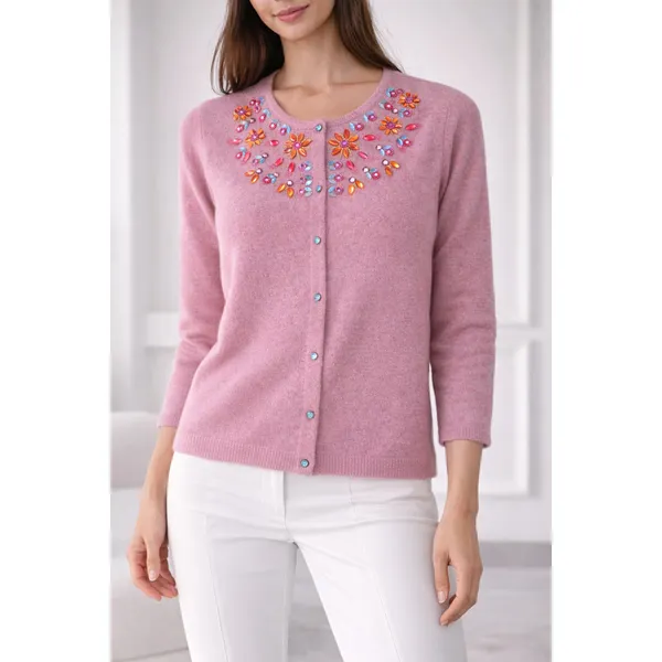 Free People Pink Embroidered Cardigan Sweater Womens Medium New Lilac - Image 13