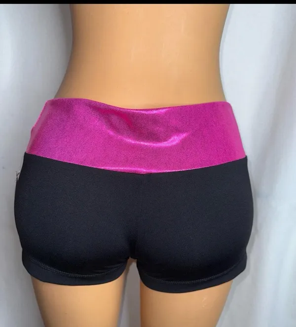 Pink and black glitter athletic cheer shorts - Image 4