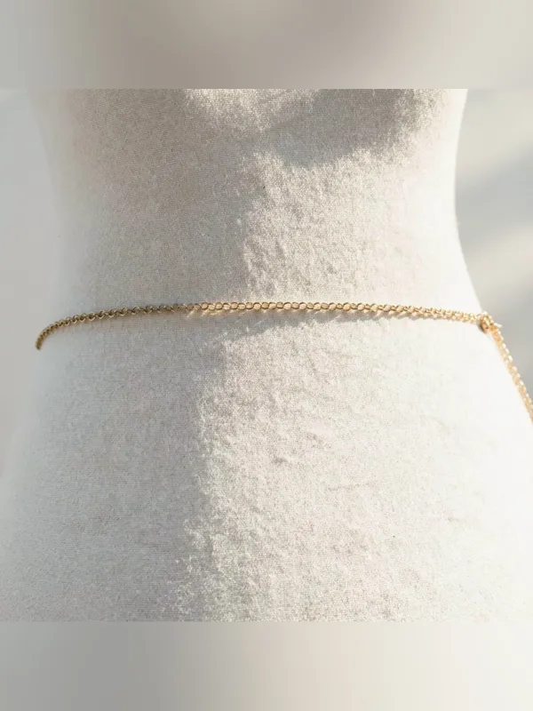 Y2K 2000s style Silver tone stainless steel oval waist chain belt - Image 3