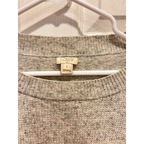 J.Crew Womens Merino Wool Blend‎ Colorblock Waffle Knit Sweater Grey L Academia - Image 3
