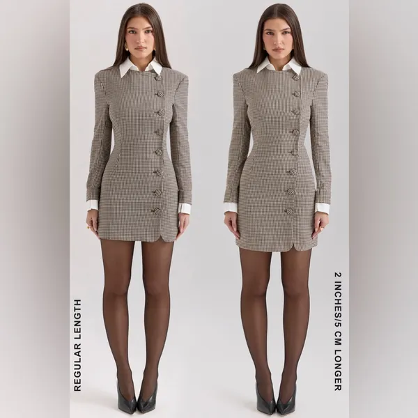 House of CB LEONI Brown Puppytooth Check Bodycon Mini Dress NWOT‎ Size XL - Image 16