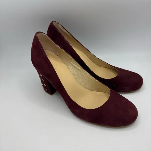 Kate Spade Burgundy Suede Grommet Heel Pump Size 7 block heels - Image 4