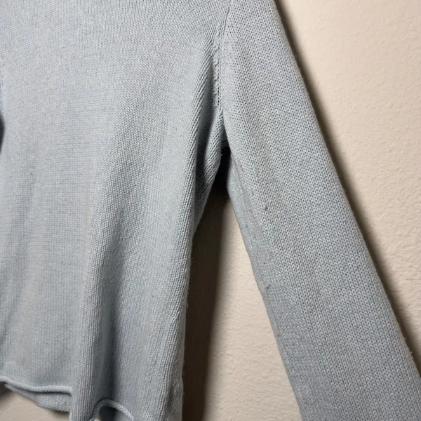J.‎ Crew Women Cotton Cashmere Turtleneck Sweater Light Blue Roll Neck Fisherman - Image 5