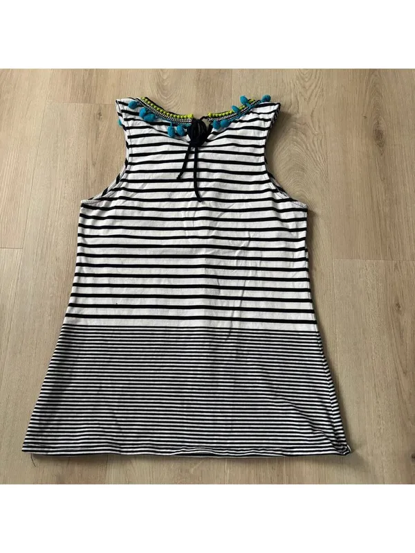 Anthropologie One September EUC Women's Striped Pom Pom Tank Size M - Image 6
