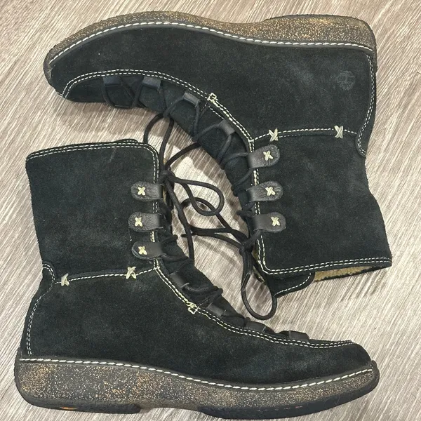Timberland Black Reykir Ghillie Suede Lace-Up Sherpa‎ Moccasin Boots Boho Cozy 8 - Image 5