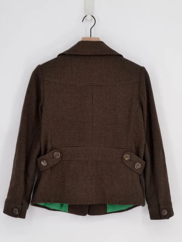 Vintage New York Houndstooth Tweed Jacket Brown M Size M - Image 3