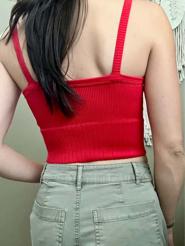 Workout Crop Ribbed Tank Red Size XS - Image 2