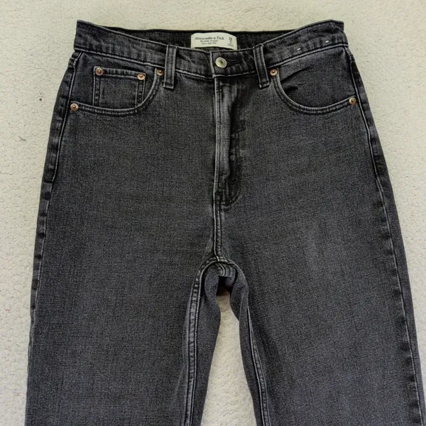 Abercrombie Fitch The Ankle Straight Ultra‎ High Rise Black Jeans Women 28 6R - Image 5