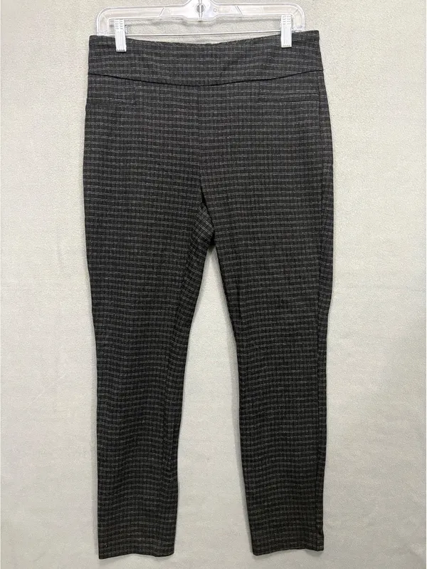 Dalia Women’s M Black Plaid Pull-On Straight Leg Pants - Image 2