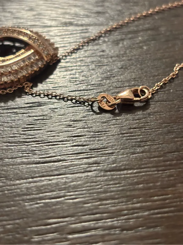 Rose Gold Plated Sterling Silver Baguette Cz Heart Necklace 18” - Image 5