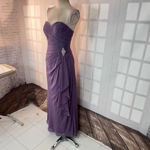 Bill Levkoff Purple Strapless Sweetheart Neck Pleated Bridesmaid Dress Size 6 - Image 3
