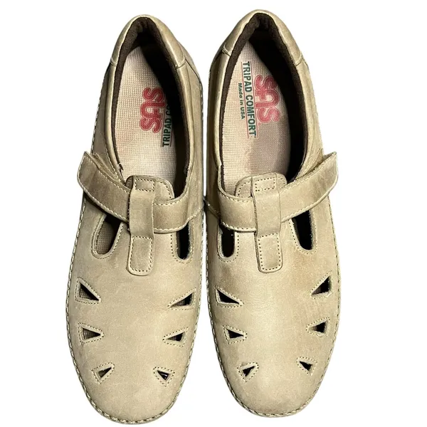 SAS Roamer‎ Shoes Womens 10 Beige Moccasin Leather Slip On Adjustable Comfort - Image 3