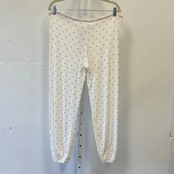 Eberjey Gisele Heart Print Pajama Pants Joggers Cream Pink XS 1331 - Image 2