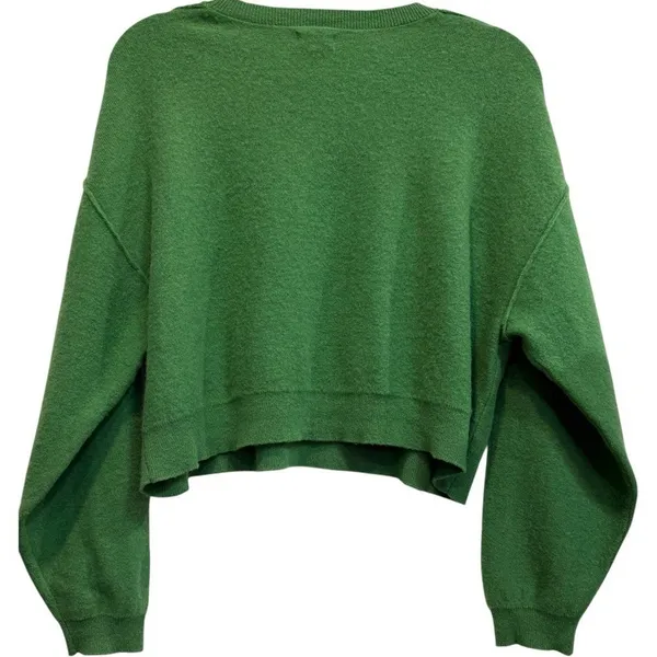 Anthropologie Cashmere Alani Cropped Crew Neck Sweater Pilcro Green Milan L - Image 4