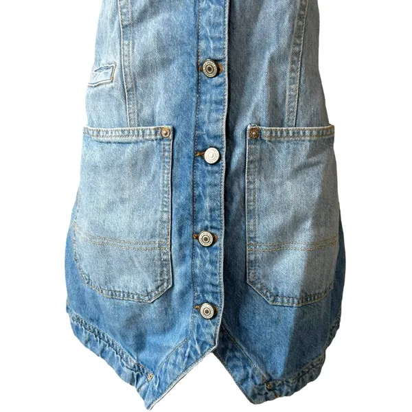 Free People We The Free Out Of Office Vest Dress in Busy Blue - Image 4
