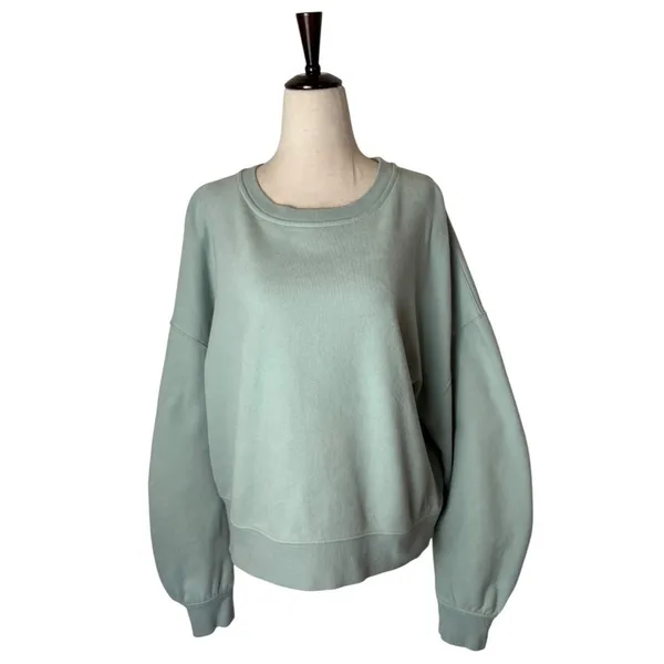 Rails Sweatshirt Women Large Light Seafoam Green Hilda Gathered Sleeve Cropped‎ - Image 3
