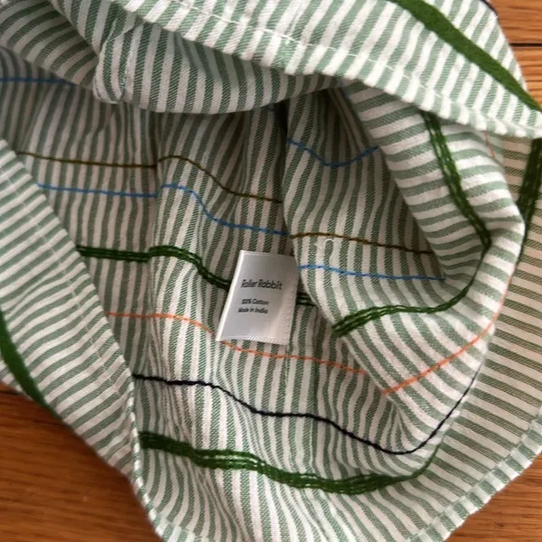 NWOT Roller Rabbit Murello Ada green stripe button down blouse cotton India - Image 7