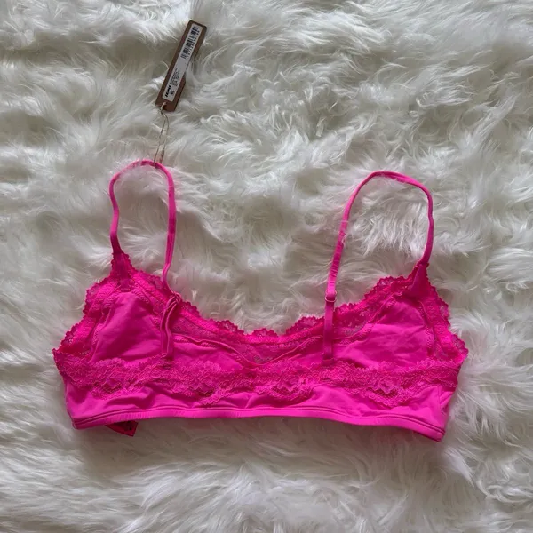 SKIMS Fits Everybody Lace Scoop Bralette Taffy Size Large - Image 4