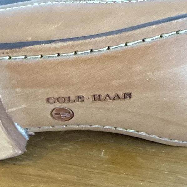Cole Haan Country Loafers Brown/White Leather Tassel Kiltie Moc Toe Shoes Sz 7.5 - Image 7