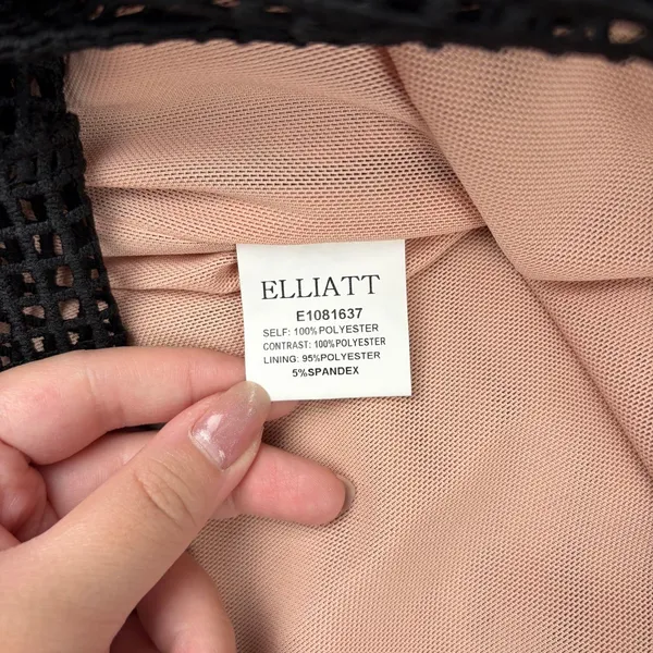 ELLIATT Velosity Midi Cocktail Dress Women's XS Black Neutral Lace Mesh Evening - Image 11